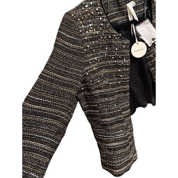 NWT blazer jacket womens Black Tweed embellished Bellatrix size medium - Picture 4 of 6